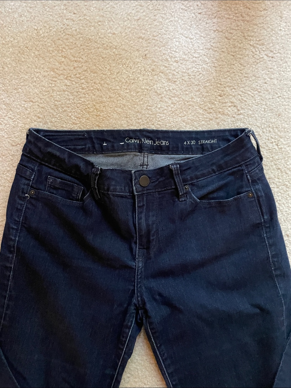Calvin Klein Jeans Dark Navy Straight Leg Stretch Denim size 4 30” length - Picture 2 of 4